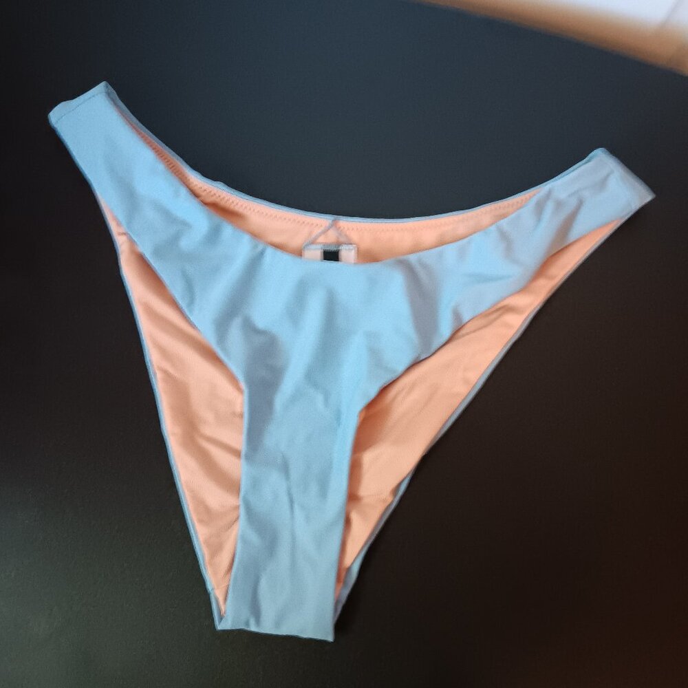J Crew Women's Curved Waist Cheeky Bikini Bottom Blue Size Small NWT